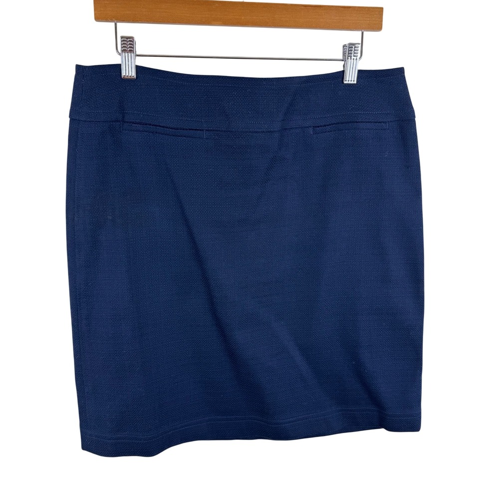 Talbots Navy Blue Textured Cotton Blend Pencil Skirt Size 10 Career Professional